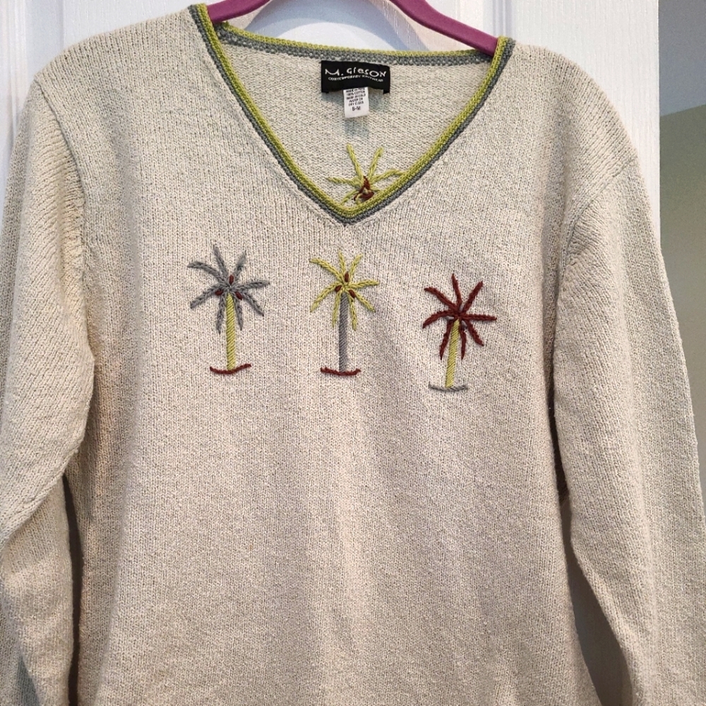 Palm tree gorgeous sweater from Peru
